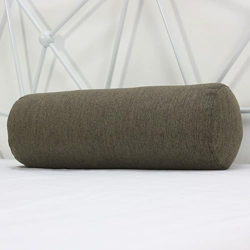 Rundhals-Nackenrolle mit abnehmbarem, waschbarem Bezug, Yoga-Zylinder-Nackenrolle, atmungsaktives Nackenkissen für Kopf, Rücken, Beinstütze (Kaffee, 40 x 10 cm)