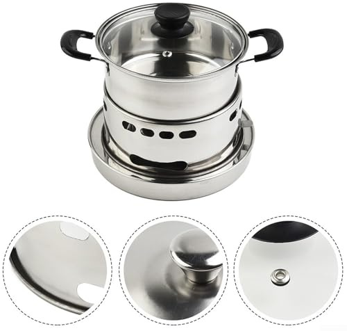 BlesConi Stainless Steel Spirit Burner for Indoor and Outdoor Use, Compatible with Liquid and Solid Fuel, 16cm/18cm/20cm