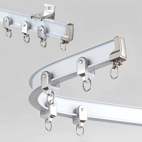 IRUGS Flexibel Aluminium-Vorhangschiene – Biegsame Gardinenschiene, Für Decken-/Wandmontage, Vorhänge Duschvorhang Krankenhaus Wohnmobil Raumteiler Vorhang Schienensystem(White-B,510cm/16.7ft)