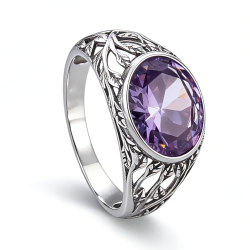Edelstein 925 Sterling Silber Handgefertigter Retro-Ring mit Ast- und Blattgravur: Natürlicher Olivenstein Solitärring im Oval-Schliff, Schmuck für Herren und Damen