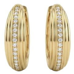 Suzan Gold® 375 Echtgold Creolen Damen mit Zirkonia Besatz klassisch elegant glänzend Geschenkidee LuminaraZ