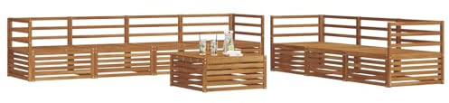 vidaXL Outdoor-Sofagarnitur 8 pcs Natur, Gartenlounge, modernes Outdoor-Sofa-Set, langlebige Terrassenmöbel, Bequeme Sitzmöglichkeiten