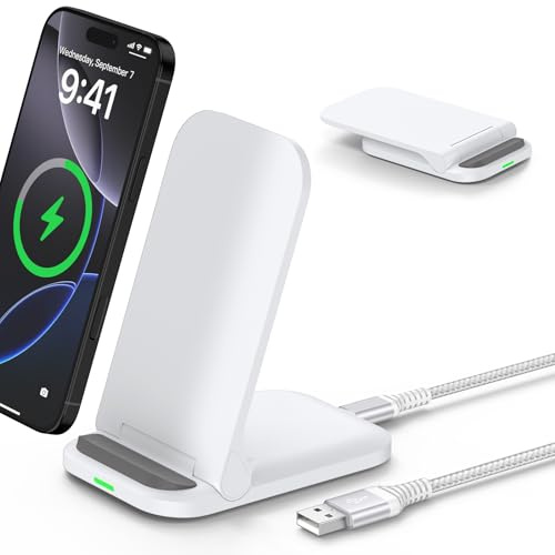 15W Foldable Wireless Charger for Google Pixel Wireless Phone Charger Stand | Wireless Fast Charger Stand for Google Pixel 10 Pro XL 9 Pro 9a 8 7, Samsung S26 Ultra S25 S24, iPhone 17 16 15 14 13 12 11