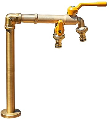 XBTGS Columna de agua vertical cilíndrica de cobre para jardín, grifo de jardín de acero inoxidable, columna de agua con grifo, de grifo al aire libre, dispensador de agua de jardín, D-bajo, D-bajo