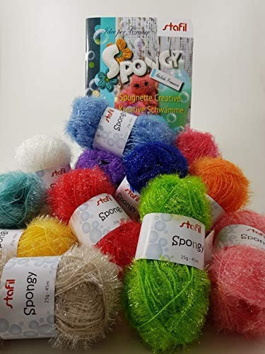 Stafil Spongy Garn H?kelset: 12 unterschedliche Farben Spongy Schwammgarn und Anleitungsbuch Kreative Schw?mme (deutsch/italienisch)