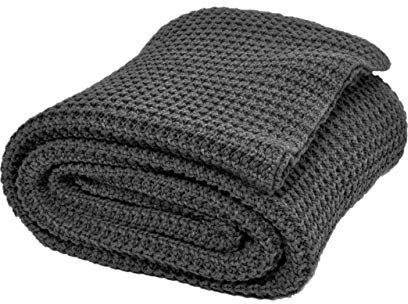 nielsen HOME Wohndecke Alen grob gestrickt, 150x200 cm, Dunkelgrau, 100% Baumwolle, Strick, Grobstrick, Ökotex, Strickdecke, gemütliche modische Elegante Decke