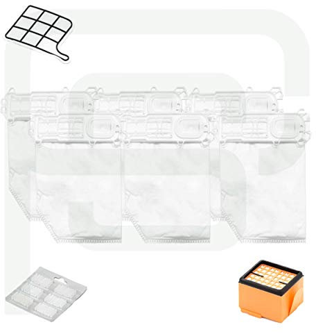 Piesseonline Kit Risparmio Compatibile Per Vorwerk Folletto Vk 135/136 6 sacchetti+6 profumini+1 Griglia+1 Filtro Hepa