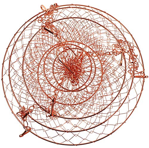 YARDWE 3 Tier Hanging Fruit Baskets Copper Wire Basket Fruit Vegetable Kitchen Storage Organizer Rustic Country Decor Round Metal Copper