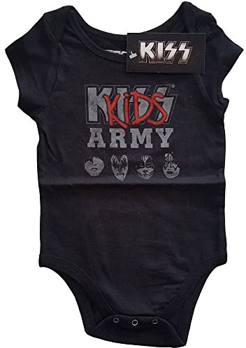 KISS Schlafstrampler Army Band Logo Nue offiziell Schwarz 0 to 24 Months Taglia unica