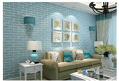 ZZDXL Papier Peint Brique Bleue Papier Peint Intissé 3D Papier Peint Chambre Enfant Moderne,Classique,Opulent Décoration Murale Pour Chambre À Coucher, Salon Ou Cuisine 10, X 0,53M