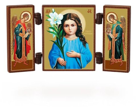 NKlaus - Triletstvujushhaja Gottesmutter - christliche Ikone Triptychon - reise Altar Holz 36173
