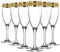 Roman Deluxe Champagne Glasses Set of 6 with Gold Rim for Engagement, Wedding, New Home, Box Gift Set for Women or Men, for Couples, 180ml, Champagne Flutes (Modern Gold Ornament - 6pcs)