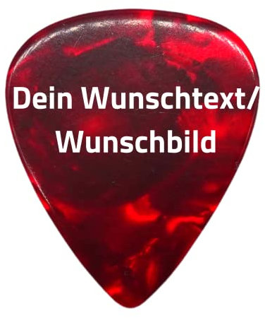Plektrum mit Wunschtext oder Wunschbild - Personalisiertes Plektrum mit Druck - Individuell und schnell gestalten mit Wunsch-Druck - mit eigenem Bild oder Text personalisieren (Medium, Rot Perlmutt)