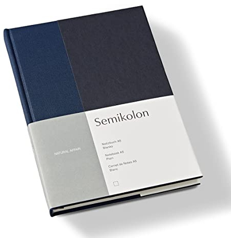 Semikolon 368724 Notizbuch Natural Affair A5 blanko - 176 Seiten, cremeweißes Papier - Lesezeichen - Midnight