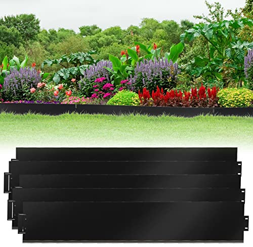 Joparri Rasenkante Metall 15m Beeteinfassung Verzinkt 100x15cm MMähkante Beetumrandung Metall Palisade als Wurzelsperre, Schwarz