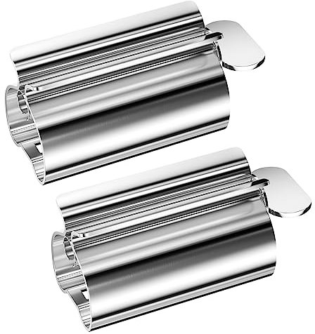 Relota 2 Pièces Presse Tube Dentifrice en Acier Inoxydable 304, Distributeur de Dentifrice avec Support de Siège, Dentifrice à Tube Roulant Presse, Tube Squeezer pour Onguents Peintures Cosmétiques