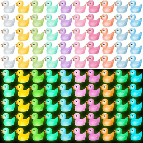 tiopeka Mini Enten Harz 100 Stück Small Duck Mini Duck Mini Figuren Ente Tiny Resin Ducks DIY Winzige Enten Kleine Bunte Enten Spielzeug für Aquarium Garten Landschaft Puppenhaus Topfdekoration