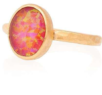 Opal Ring, Opal Frau Ring. Ovaler Opal Ring. Vergoldeter Silber Opal Ring. 925 Sterling Silber Opal Ring. 24K Gold plattiert Silber Opal Ring.