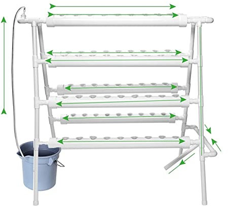ALAIAS 72 Standorte, 8 Rohre, Hydrokultur-Anbauset, Gartenpflanzausrüstung, NFT, erdloser Balkon, Innengewächshaus, Werkzeug, Salat, Erdbeere Mit hocheffizienter Wassereinsparung, ohne Erdreic