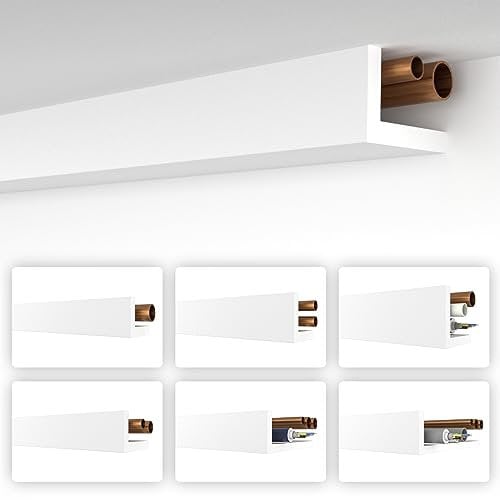 HEXIMO Winkelprofil weiß 1.7 Meter Profile - XPS Abdeckleisten für Heizungsrohre, L-Profil Rohrverkleidung Winkelleiste Modell: HRA-4-58x90 mm (1.7 Meter/Leiste)