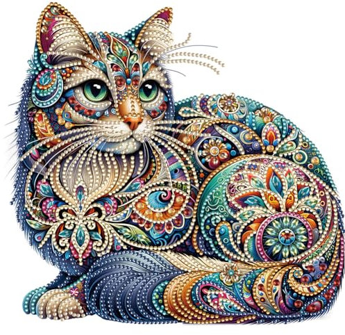 Starnearby DIY Diamond Painting Katze Kinder Erwachsene Speziel Geformte Diamant Painting Bilder Mandala Diamant Malerei Tiere Set Crystal Art fur Anfänger Home Wall Decor 30x30cm