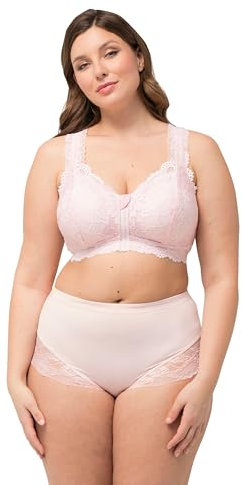 Ulla Popken Damen große Größen Übergrößen Plus Size Bralette, Spitze, Reißverschluss, ohne Bügel Blasses rosa 85B 806669507-85B