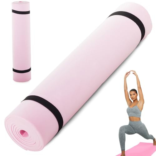 HUKITECH Touristische Matte - 50x180cm - Fitnessmatte - Gymnastikmatte - Schaumstoffunterlage - Fitness, Yoga, Strand - EXTRA DICK: 0,5 cm - Farbe Rosa- Schutz vor Nässe und Kälte - PREMIUM QUALITÄT