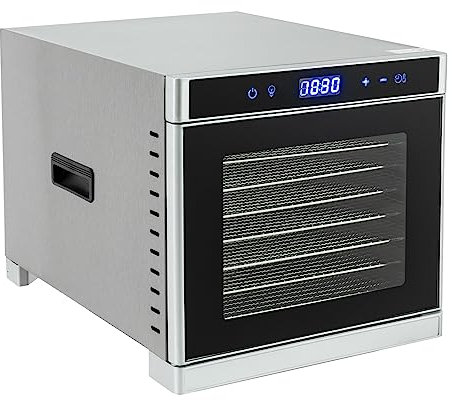Disidratatore in acciaio inox, 700 Watt, essiccatore per alimenti a casa, essiccatore a 8 piani con timer e regolatore di temperatura da 35 a 75 ℃, per frutta, carne, verdura, erbe aromatiche