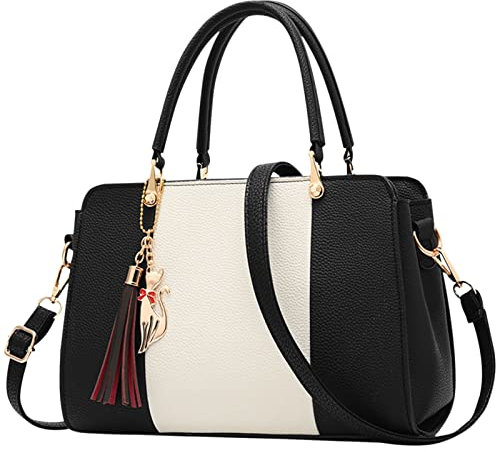 Lunch Taschen Eine Umhängetasche Einfache Umhängetasche Handtasche mit großer Kapazität Einfache Umhängetasche aus mit Fransen compatible with Motorrad Taschen Halterung (Black, One Size)