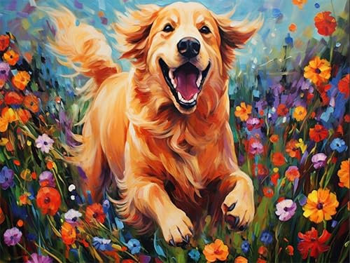 Gemartmall Diamond Painting Erwachsene Set Hund,Diamant Painting Bilder Erwachsene Hund,Diy Tiere Diamont Painting als Zuhause Wanddekoration und Geschenk(30x40 cm)