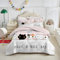 Qiwagu Couette 140x200 Enfant Imprimée Chat Dessin Animé, Couette 1 Personne pour Lit 90x190 cm, Chaude Anti-acariens, Microfibre Douce et Confortable, Lavable en Machine (Blanc Rose)