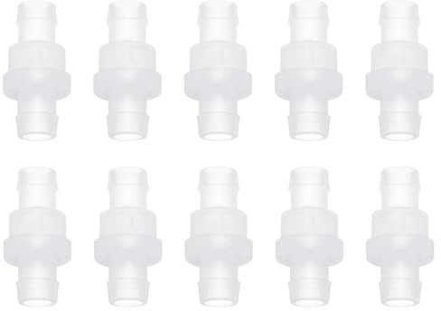 sourcing map 5 Pcs Non Return Check Valves, 1/2 (12mm) Dia One Way Inline Hose Connector PP Plastic Hose Barb for Gas Liquid Air Water Tank Pump