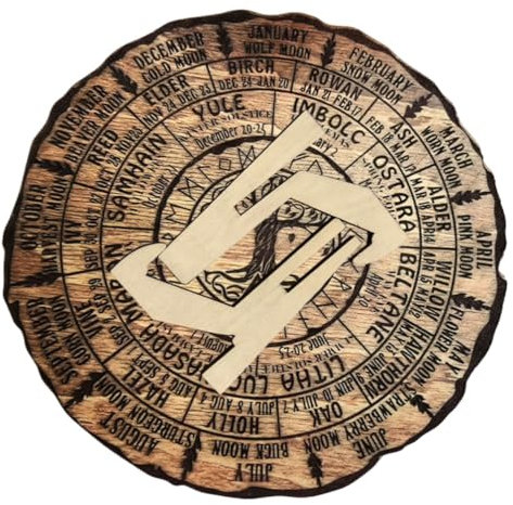 STOBOK Holzrad Des Jahres Schild Holzdekorationen Vintage Handgemachter Kalender Sabbats Heidnisches Hexenschild Kalender 2025