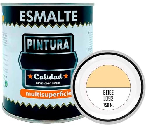AC - Bote de Pintura Esmalte - Fabricado en España - Ideal para Cualquier Superficie, Madera, Plástico, Cristal o Cemento - Capacidad de 750 ML - Beige (L092)