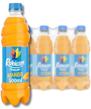 Rubicon 12 Pack Sparkling Mango Flavoured Fizzy Drink with Real Fruit Juice, Handpicked Fruits for a Temptingly Intense Taste Made of Different Stuff - 12 x 500ml Bottles by Kandy Collectios