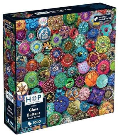 The House of Puzzles Glass Buttons 1000 Piece Jigsaw Puzzle for Adults | Challenging Jigsaws with Art by Aimee Stewart | Impossible Challenge & Gifts for Adult Puzzlers