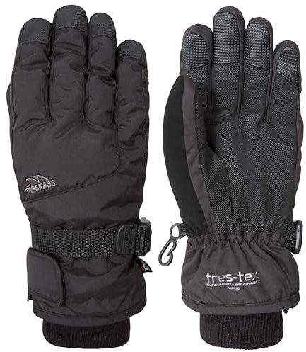 Trespass Ergon II, Black, 13/14, Warme Gepolsterte Wasserdichte Handschuhe für Kinder / Jugendliche / Unisex / Mädchen und Jungen 10-17 Jahre, 13-14 Jahre, Schwarz