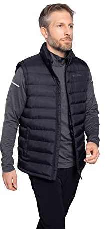 Mountain Warehouse Seasons Mens Padded Gilet - Water Resistant Gilet, Body Warmer, Lightweight Jacket, Easy to Store Coat - For Spring Summer Travelling, Walking Black 2XL