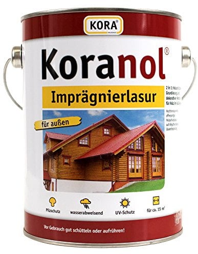 Koranol® Imprägnierlasur Nussbaum 0,75L, ideal für Nadelholz, z.B. Holzhäuser, Außenverkleidungen, hochwertige Zäune