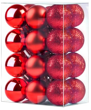 GOOTRADES LQB Mini-Weihnachtskugeln, bruchsicher, 3 cm, Rot, 24 Stück