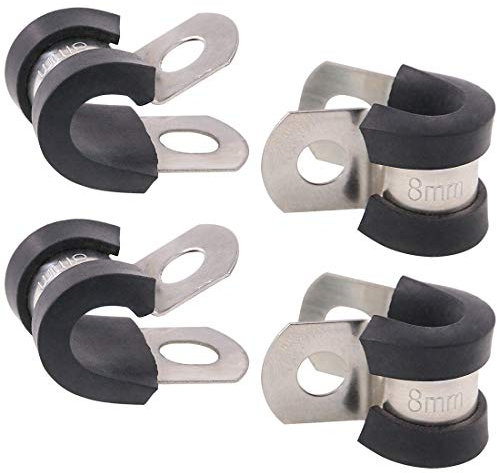 Keadic 20Pcs 5/16 (8mm) Cable Clamp Rubber Wire Clamps Stainless Steel Rubber Cushioned Insulated Clamps