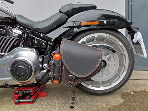 ORLETANOS Diablo Black & ORANGE Satteltasche kompatibel mit Harley Davidson Limited Edition Schwinge HD schwarz Schwingentasche Seitentasche Ledertasche Tasche Bikertasche Rahmen Starrahmen