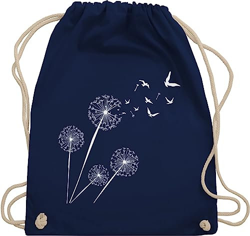 Turnbeutel Rucksack - Sprüche Statement - Pusteblume Löwenzahn - Unisize - Navy Blau - beutel mama mit aufschrift vögel stoffbeutel sportbeutel aus stoff bedruckt statements blume beuteltasche