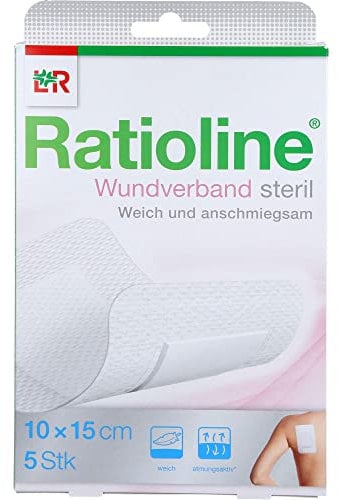 RATIOLINE Wundverband 15x10 cm steril 5 St