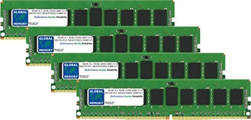 Kit di memoria RAM DDR4 da 64 GB (4 x 16 GB) 2666 MHz PC4-21300 288-PIN ECC REGISTRATA DIMM (RDIMM) per server/workstation/schede madri (kit chip a 8 ranghi)