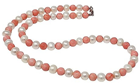 Treasure Bay Bella collana di corallo rosa naturale e perle bianche per donne e ragazze | Collana da donna in corallo, Corallo, Perla