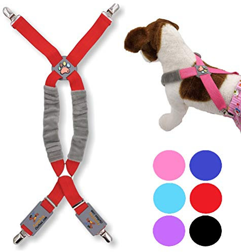 FunnyDogClothes Hunde-Hosenträger für Haustierkleidung, Windeln, Hosen, Röcke, Bauchbänder für kleine, mittelgroße und große Hunde (XS/M: 4-11,3 kg, rot)
