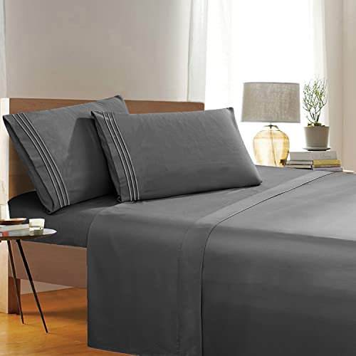 Elegant Comfort 4-teiliges ultraweiches, luxuriöses Bettwäsche-Set mit Fadenzahl 1500, Knitter- und lichtbeständig, ägyptische Qualität, bestehend aus Flachbett, Spannbetttuch und 2 Kissenbezügen,