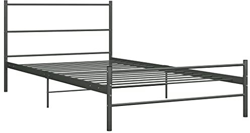 vidaXL Bettgestell Zeitloses Design Metallbett Bett Schlafzimmerbett Einzelbett Schlafzimmermöbel Ehebett Bettrahmen Grau Metall 100x200cm