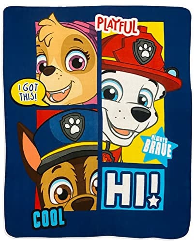 Paw Patrol Paw Some Team with Chase, Marshall, Rubble und Rocky Fleece-Überwurf, 40 x 60 cm